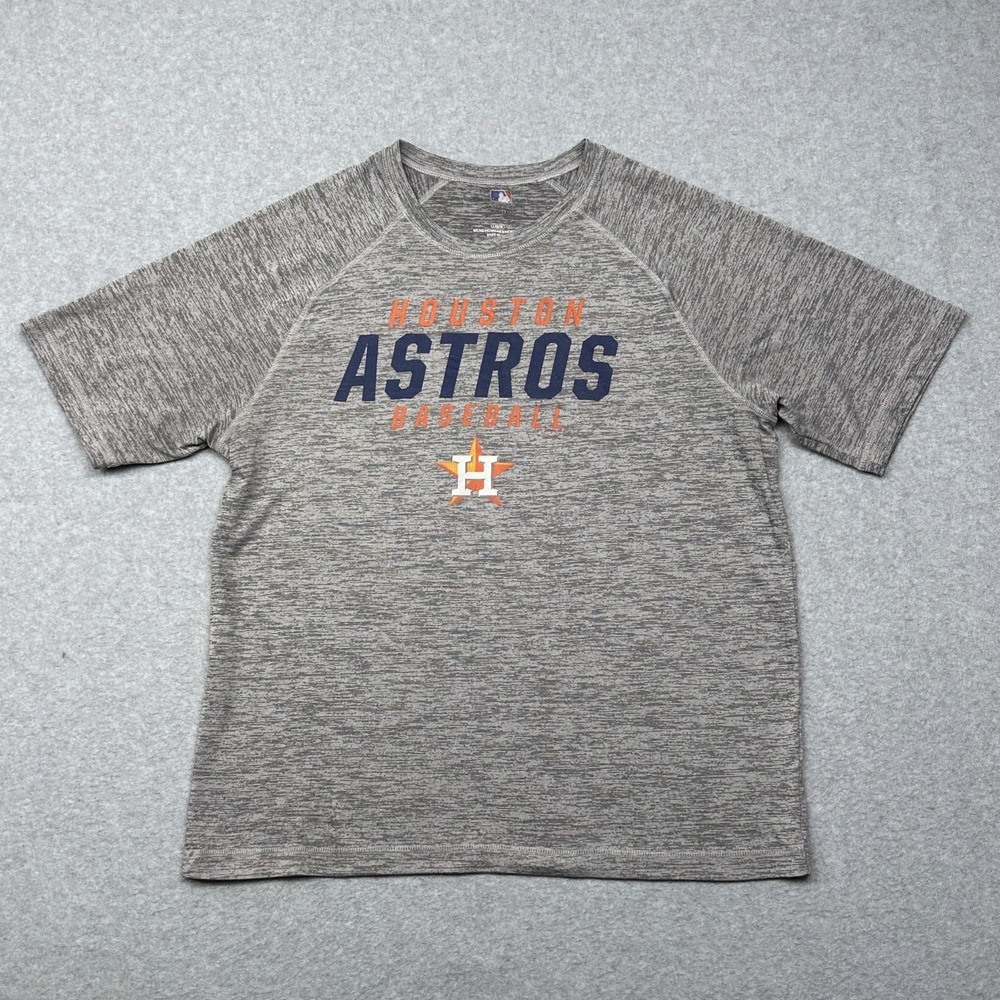 Houston Astros Shirt Mens Large Gray MLB Baseball Short Sleeve‎ Raglan Tee